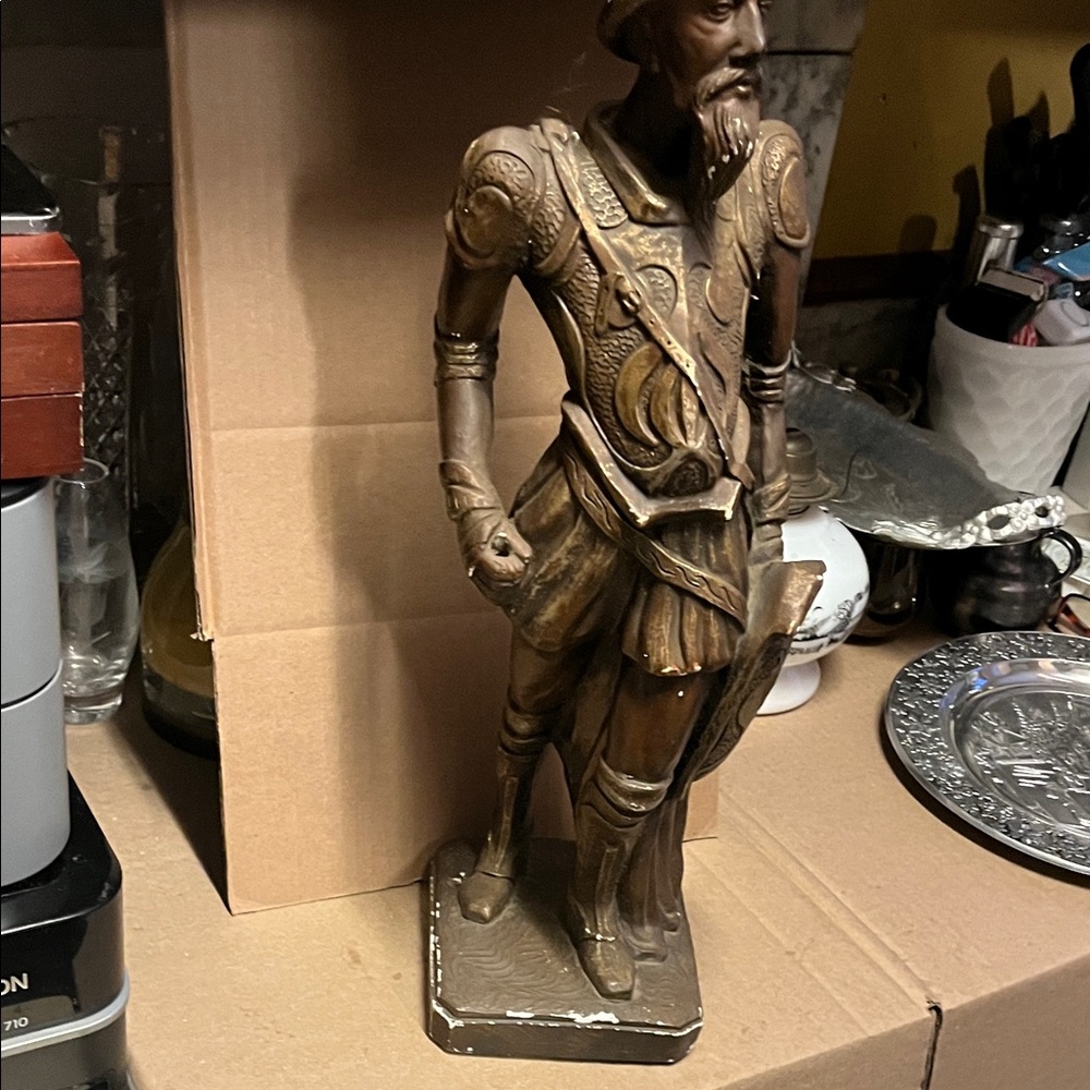 Bronze Warrior Sculpture Mar Wal 
Caulk ware as found needs repair